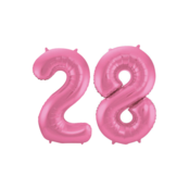 Folieballon 28 jaar metallic roze mat 86cm