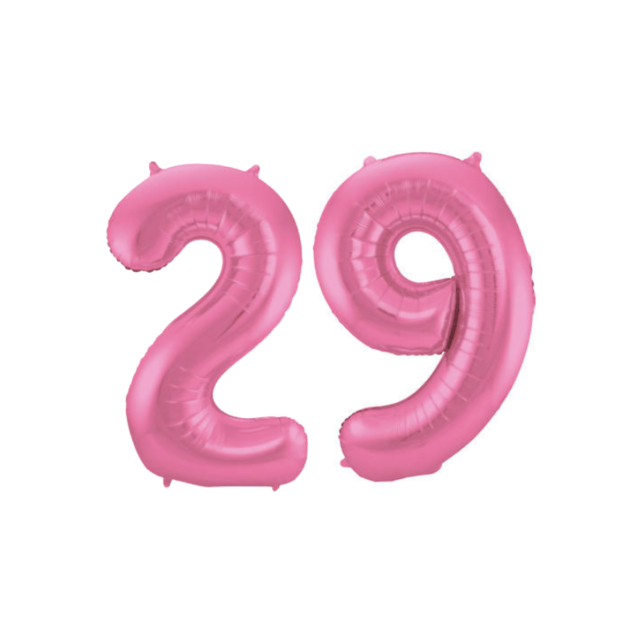 Folieballon 29 jaar metallic roze mat 86cm