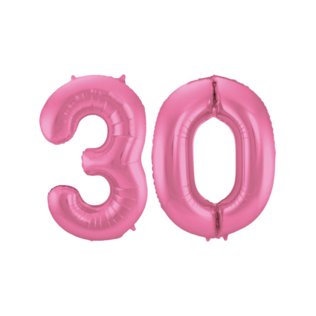 Folieballon 30 jaar metallic roze mat 86cm