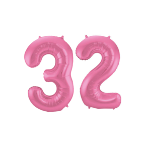 Folieballon 32 jaar metallic roze mat 86cm