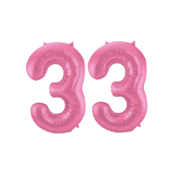Folieballon 33 jaar metallic roze mat 86cm