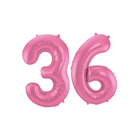 Folieballon 36 jaar metallic roze mat 86cm