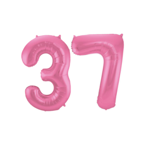 Folieballon 37 jaar metallic roze mat 86cm