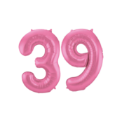Folieballon 39 jaar metallic roze mat 86cm