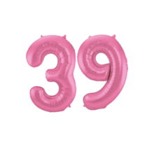 Folieballon 39 jaar metallic roze mat 86cm