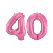 Folieballon 40 jaar metallic roze mat 86cm