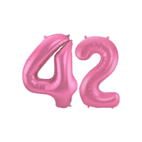 Folieballon 42 jaar metallic roze mat 86cm