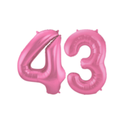 Folieballon 43 jaar metallic roze mat 86cm