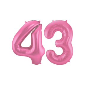 Folieballon 43 jaar metallic roze mat 86cm