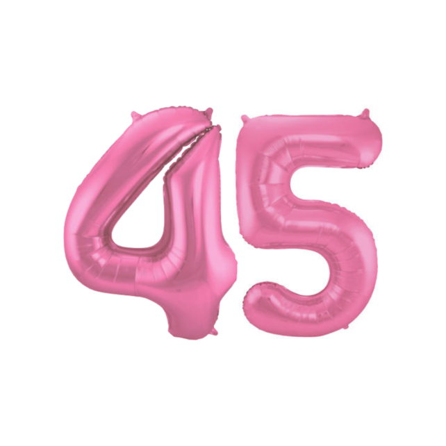 Folieballon 45 jaar metallic roze mat 86cm