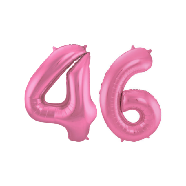 Folieballon 46 jaar metallic roze mat 86cm