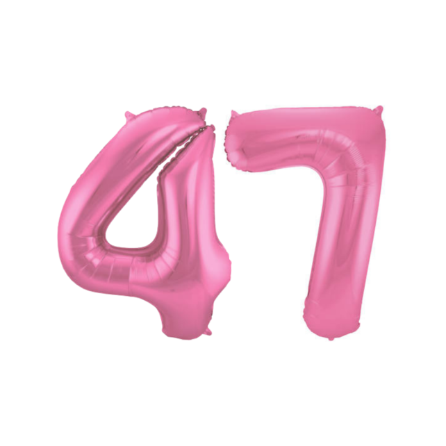 Folieballon 47 jaar metallic roze mat 86cm