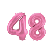 Folieballon 48 jaar metallic roze mat 86cm
