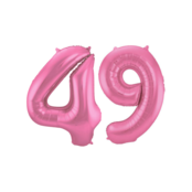 Folieballon 49 jaar metallic roze mat 86cm
