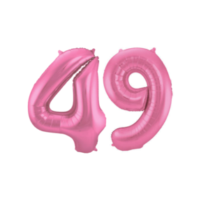 Folieballon 49 jaar metallic roze mat 86cm