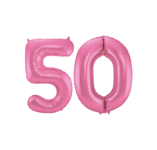 Folieballon 50 jaar metallic roze mat 86cm