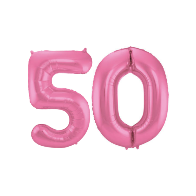 Folieballon 50 jaar metallic roze mat 86cm