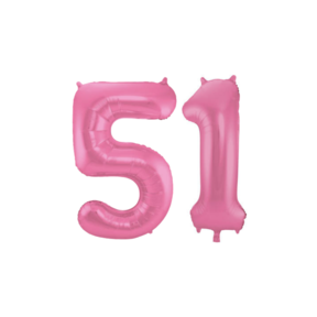 Folieballon 51 jaar metallic roze mat 86cm