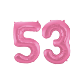 Folieballon 53 jaar metallic roze mat 86cm