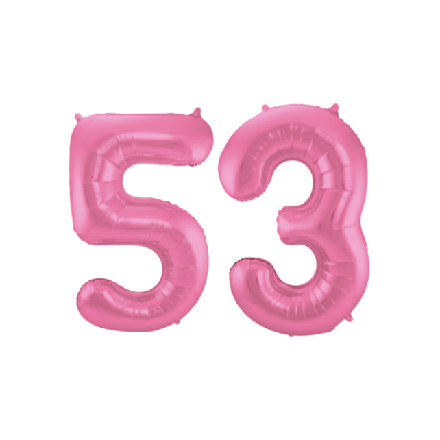 Folieballon 53 jaar metallic roze mat 86cm