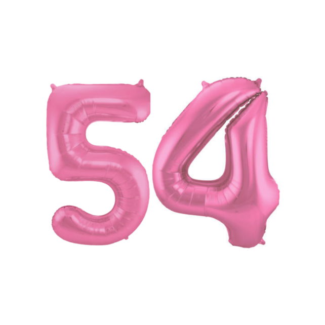 Folieballon 54 jaar metallic roze mat 86cm