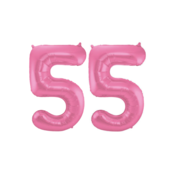 Folieballon 55 jaar metallic roze mat 86cm