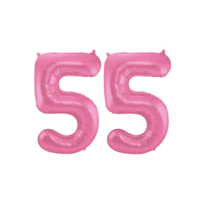 Folieballon 55 jaar metallic roze mat 86cm