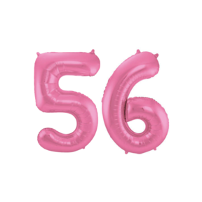 Folieballon 56 jaar metallic roze mat 86cm