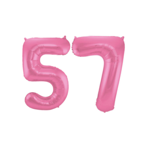 Folieballon 57 jaar metallic roze mat 86cm
