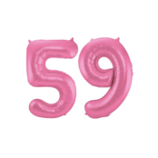 Folieballon 59 jaar metallic roze mat 86cm