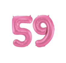 Folieballon 59 jaar metallic roze mat 86cm