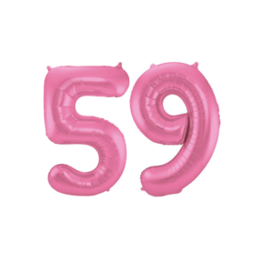 Folieballon 59 jaar metallic roze mat 86cm