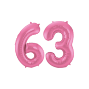 Folieballon 63 jaar metallic roze mat 86cm