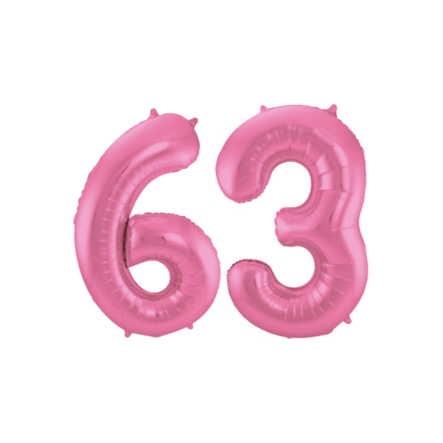 Folieballon 63 jaar metallic roze mat 86cm