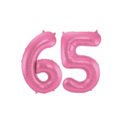 Folieballon 65 jaar metallic roze mat 86cm