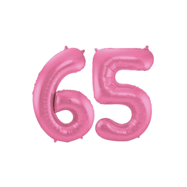 Folieballon 65 jaar metallic roze mat 86cm