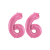 Folieballon 66 jaar metallic roze mat 86cm Folieballon 66 jaar metallic roze mat 86cm