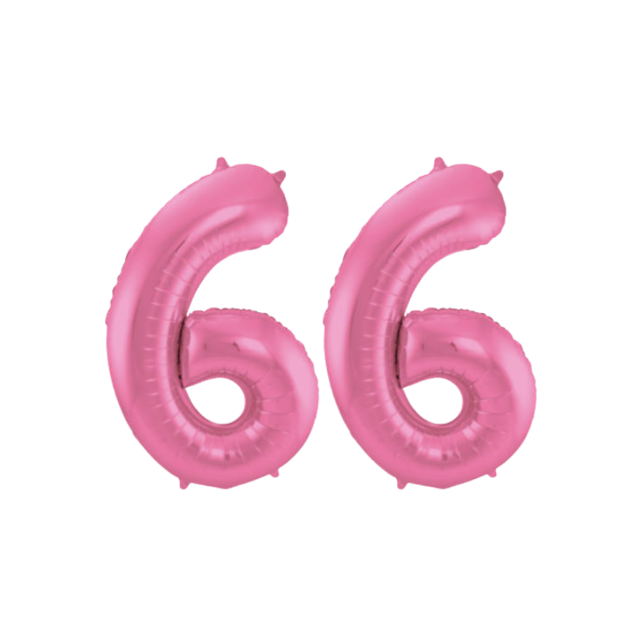 Folieballon 66 jaar metallic roze mat 86cm Folieballon 66 jaar metallic roze mat 86cm