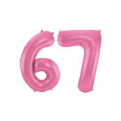 Folieballon 67 jaar metallic roze mat 86cm