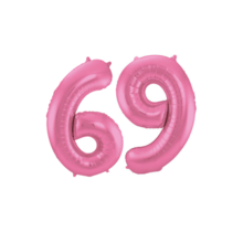 Folieballon 69 jaar metallic roze mat 86cm