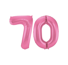 Folieballon 70 jaar metallic roze mat 86cm