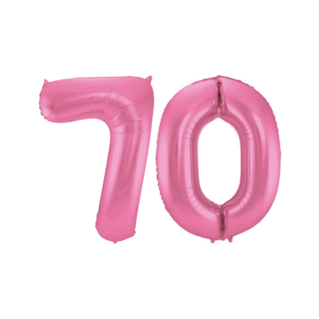 Folieballon 70 jaar metallic roze mat 86cm