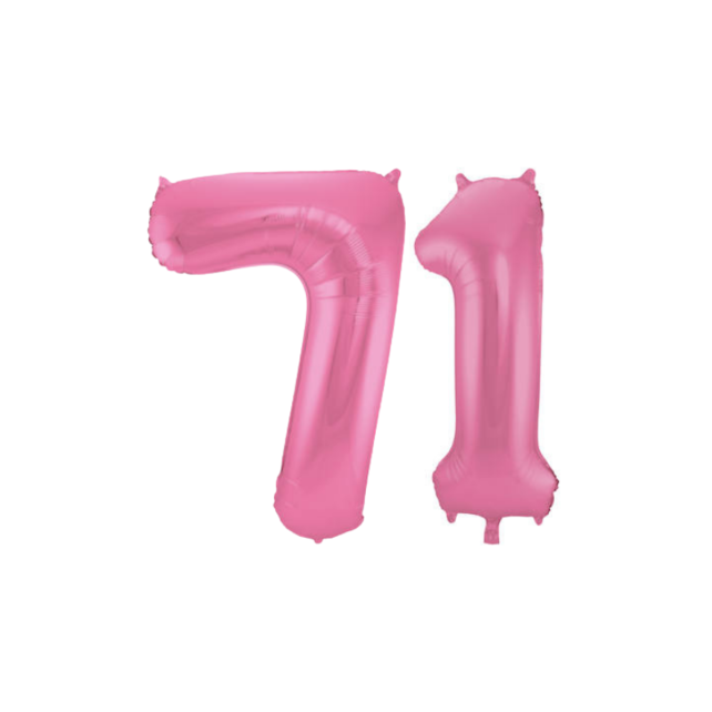 Folieballon 71 jaar metallic roze mat 86cm