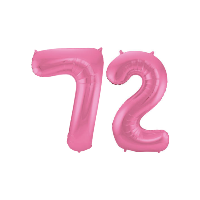 Folieballon 72 jaar metallic roze mat 86cm