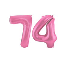 Folieballon 74 jaar metallic roze mat 86cm