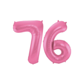 Folieballon 76 jaar metallic roze mat 86cm