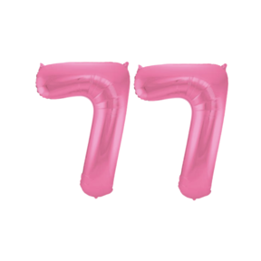 Folieballon 77 jaar metallic roze mat 86cm