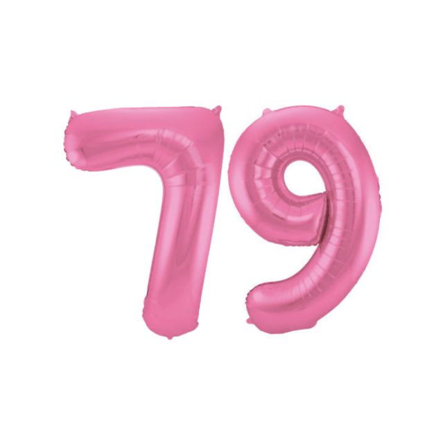 Folieballon 79 jaar metallic roze mat 86cm