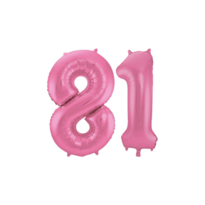 Folieballon 81 jaar metallic roze mat 86cm