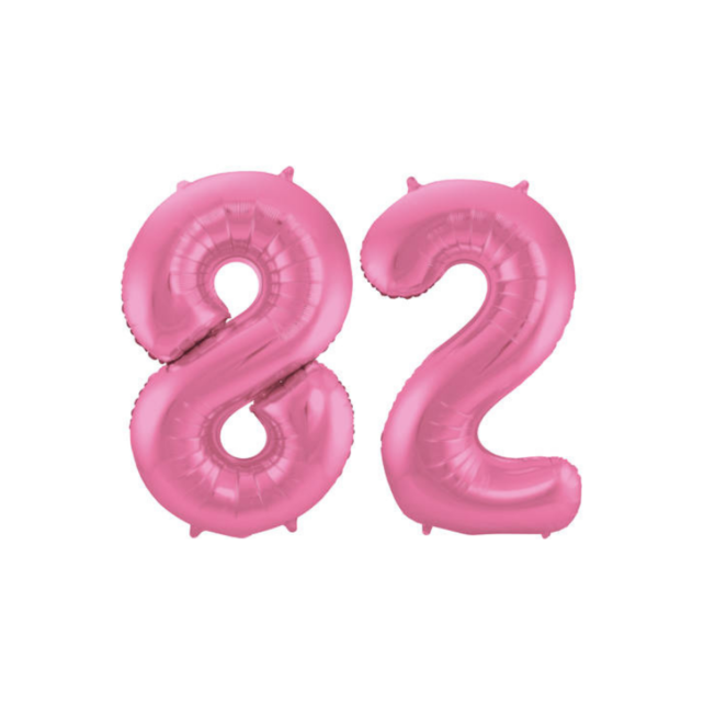 Folieballon 82 jaar metallic roze mat 86cm